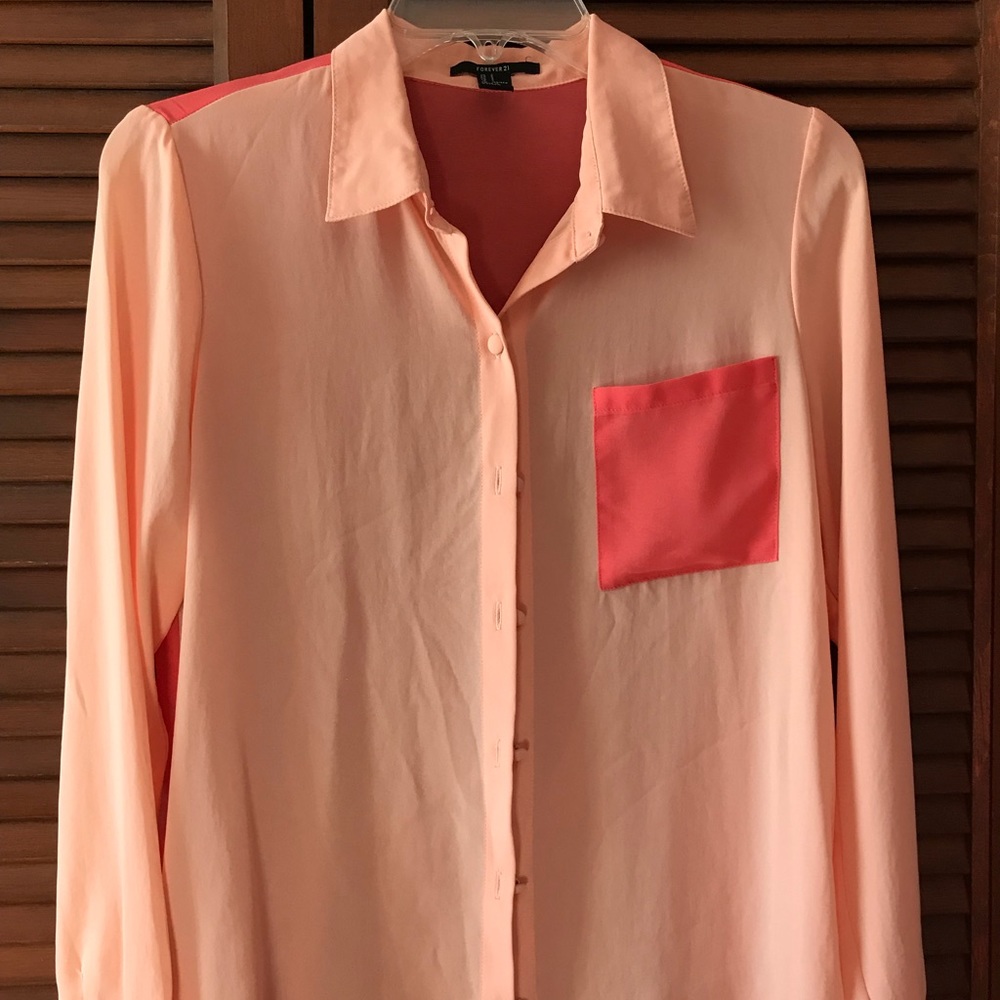 color-block button up blouse